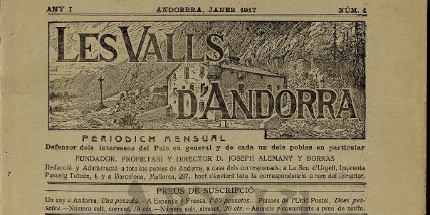 La primera publicació de ‘Les Valls d’Andorra’.