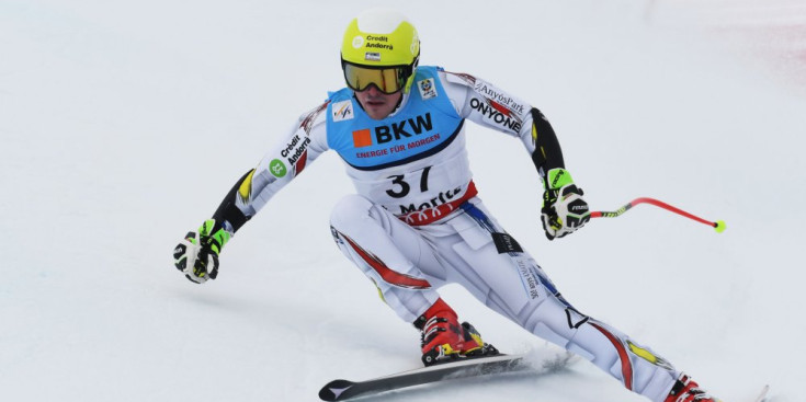 Marc Oliveras, en el supergegant dels Mundials de Saint Moritz, ahir.