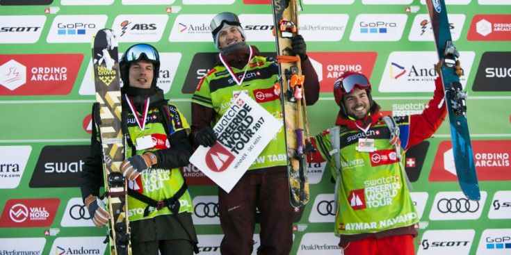 Turdell, Tabke i Navarro, al podi d’Arcalís de la categoria masculina d’esquí.