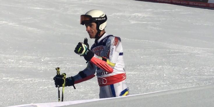 Esteve, en la línia de meta a Saint Moritz després de concloure la cursa.