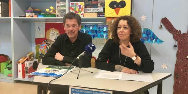 Gregori Gutiérrez i Natàlia Cusnir durant la presentació, ahir.