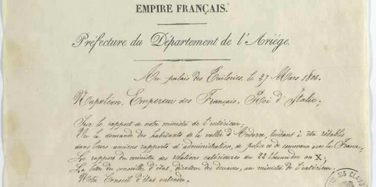 Còpia del Decret de Napoleó I.
