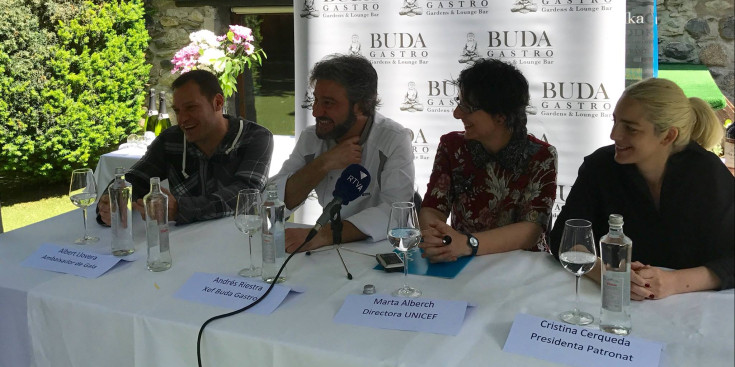 Llovera, Riestra, Alberch i Cerqueda, ahir a la presentació de la primera Gala de Gastronomia al Buda Espai.