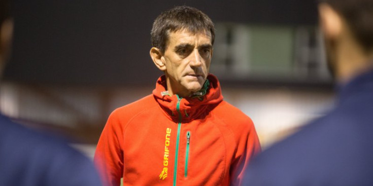 Emili Vicente, en un entrenament de l’FC Andorra d’aquesta temporada.