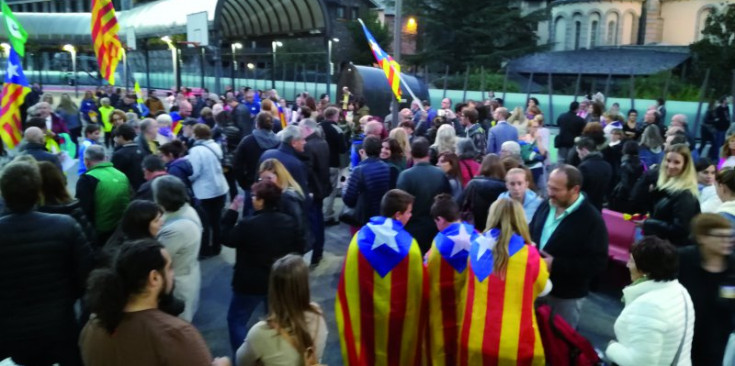 Concentració de suport a Catalunya, ahir.