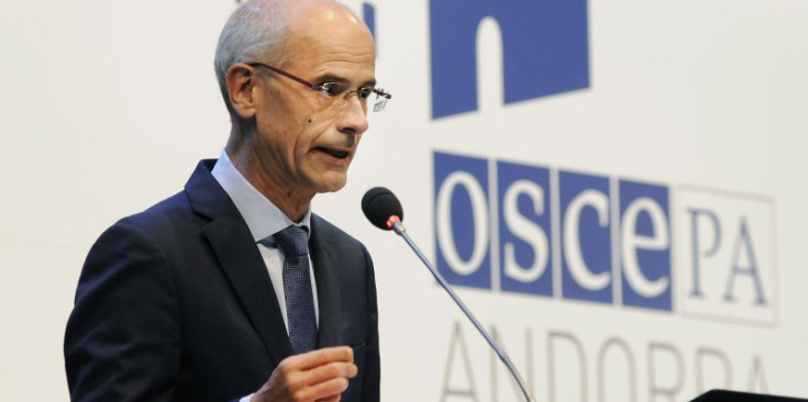 El cap de Govern, Toni Martí, durant la jornada de l'OSCE, ahir.