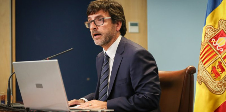 El ministre de Finances, Jordi Cinca, presenta les darreres dades d’ocupació laboral i els assalariats, ahir.
