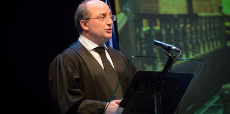 El fiscal general, Alfons Alberca, durant l’obertura de l’any judicial 2017-2018, ahir.