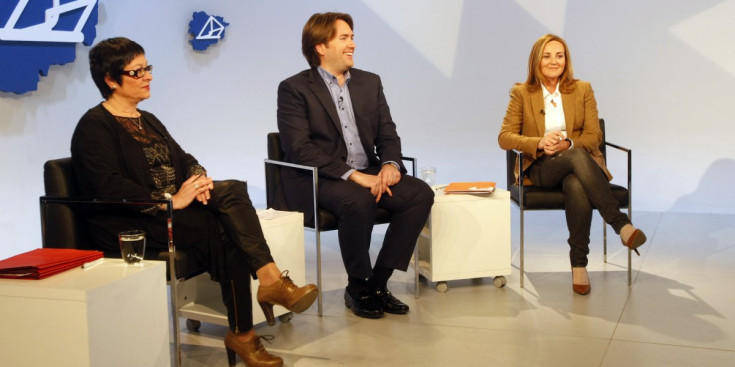 Carles Naudi, Mariona González i Olga Gelabert durant el debat territorial de la Massana, ahir.