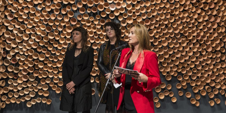 La ministra Olga Gelabert durant la inauguració del pavelló d'Andorra a la Biennal de Venècia 2017