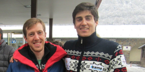Esteve (dreta) i el seu skiman, Cairat, ahir a Pyeongchang.