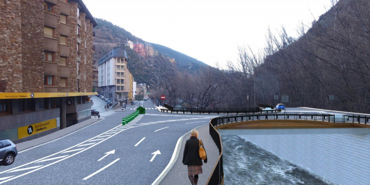 Simulació del pont licitat sobre el riu Gran Valira.