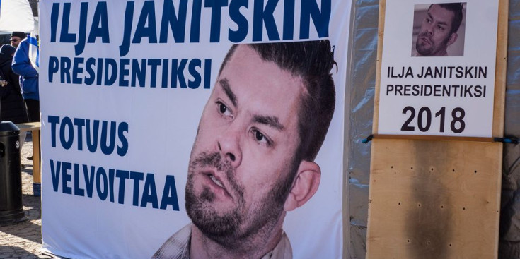 Cartell promocional de Janitskin, que va intentar ser candidat a les eleccions presidencials de Finlàndia.