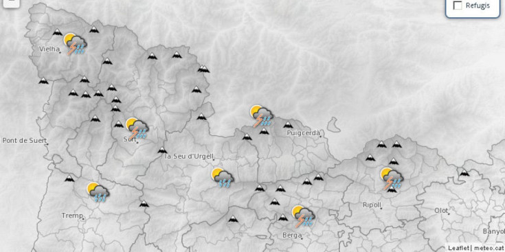 Mapa del temps de l’Alt Urgell enviat pel Servei Meteorològic de Catalunya.