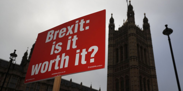 Detall d’una pancarta durant la manifestació anti Brexit celebrada ahir a Londres.