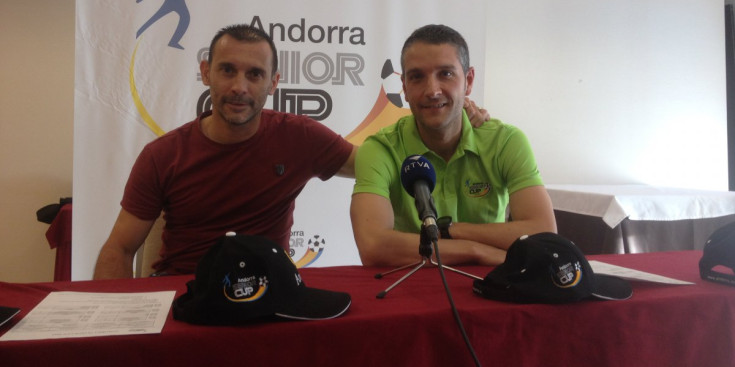Francesc Xavier Sànchez Jara i Talín Puyalto, ahir a la roda de premsa de presentació de la Senior Cup.