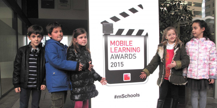 Els alumnes de l’Escola Pau Claris als Mobile Learning Awards.