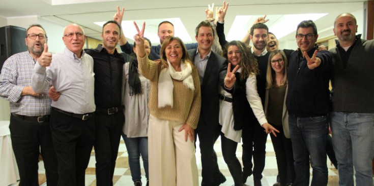 Els candidats d’En Comú per Andorra la Vella celebren la victòria electoral a l’Hotel Diplomàtic.