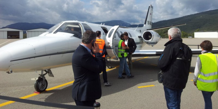 El bireactor model Cessna Citation II, ahir a la pista de l’aeroport Andorra-La Seu d’Urgell.