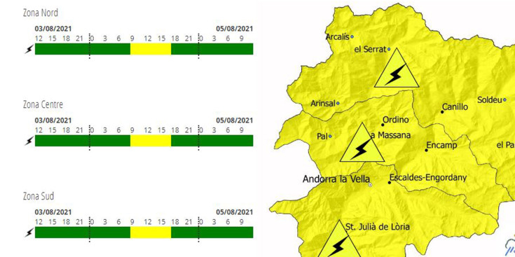 El Servei Meteorològic d'Andorra activa l'avís groc per tempestes.