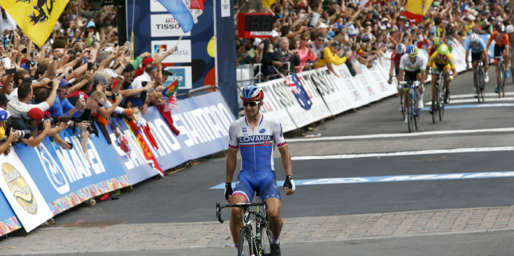 L'eslovac Sagan a punt de convertir-se en campió del món de ruta, diumenge.