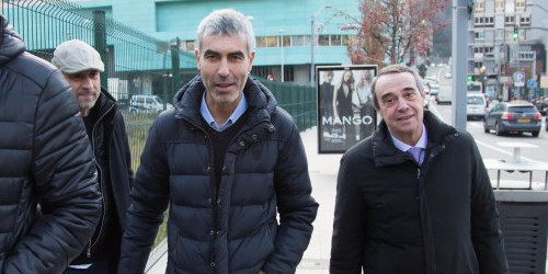 Marc Magallón i Jordi Minguillón, ahir al carrer de la Valira.