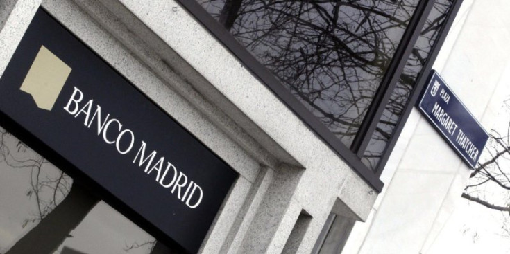 Façana principal de la seu central de l’entitat financera Banco Madird a la capital d’Espanya.