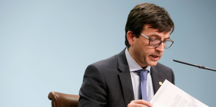 El ministre portaveu, Jordi Cinca, durant la seva compareixença a l’edifici administratiu, ahir.