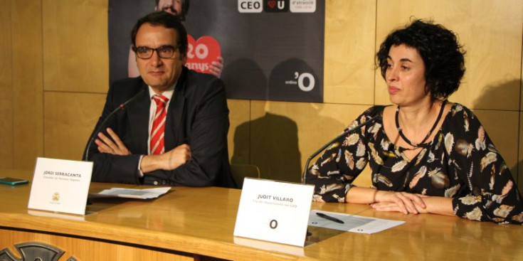 Jordi Serracanta i Judith Villaró, ahir durant la presentació dels 20 anys del Centre Esportiu d’Ordino.