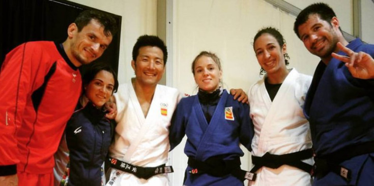 Laura Sellés i Dani Garcia, en els entrenaments a Rio de Janeiro amb membres de l’equip espanyol.