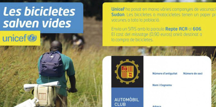 Campanya de l’Automòbil Club per aconseguir bicicletes per les vacunacions en països que ho necessiten.