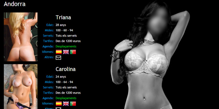 Algunes de les noies que la pàgina web ofereix per a Andorra.