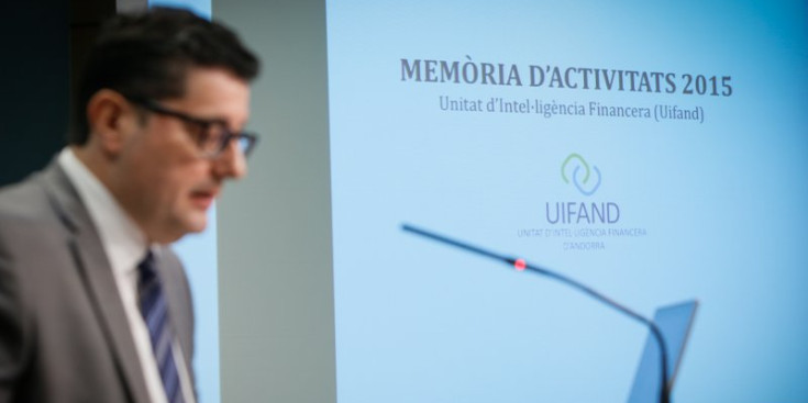El cap de la Uifand presenta en roda de premsa la memòria d’activitats del 2015, ahir.